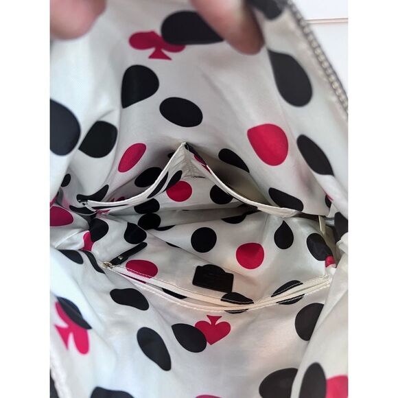 Kate Spade NY Black Nylon Purse Patent Leather Straps Carmen Fold Over Bag - Picture 9 of 16